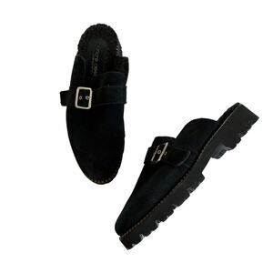 Andre Assous Paola Black Slippers Slip On Round Toe Clogs Size 9